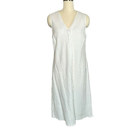 J Jill White Linen Ruffle Midi Dress | Size 14 - Picture 1 of 8